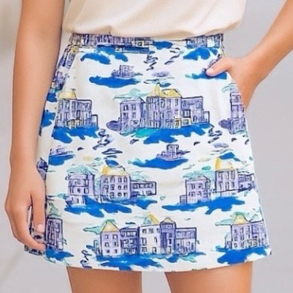 Lady Hagen Blue and Cream Mini Skort Size 8